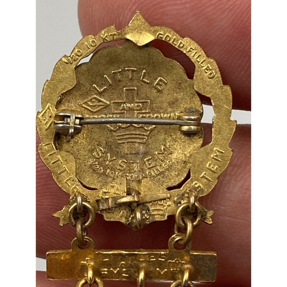 Vintage C&MA 8 Year Attendance Pins Little Cross and Crown 1/20 10k Gold Filled - Picture 7 of 10